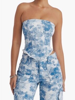 Bardot denim women's floral women’s corset new with no tags size small